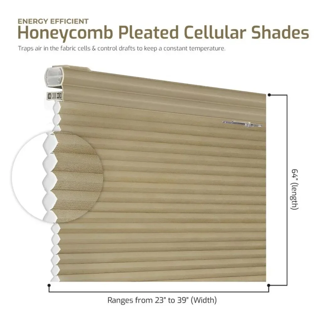 Cordless Window Blinds Cellular Top-Down Bottom-Up Honeycomb Pleated 3/8